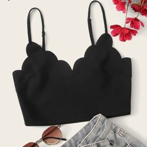 NWT shein black scalloped crop top